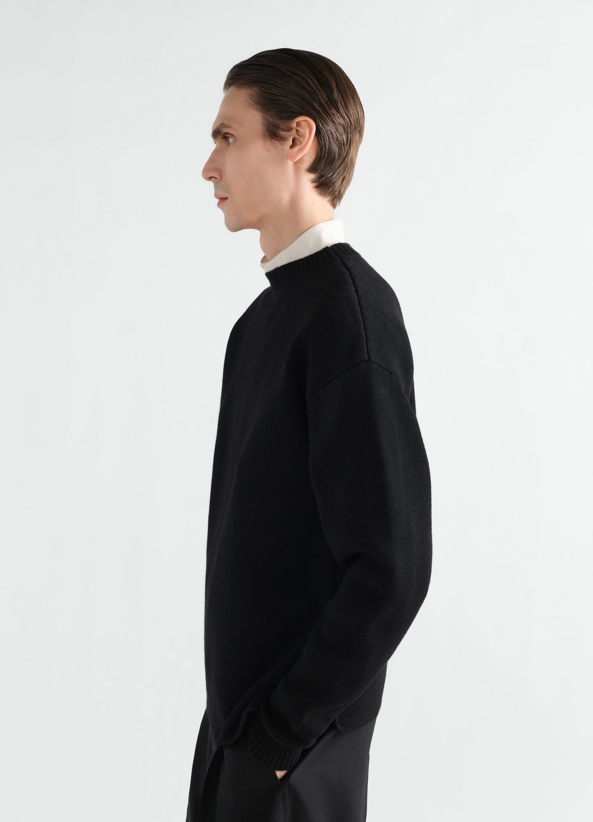 PULL-OVER À ENCOLURE BATEAU EN LAINE VIERGE DOUBLE FACE