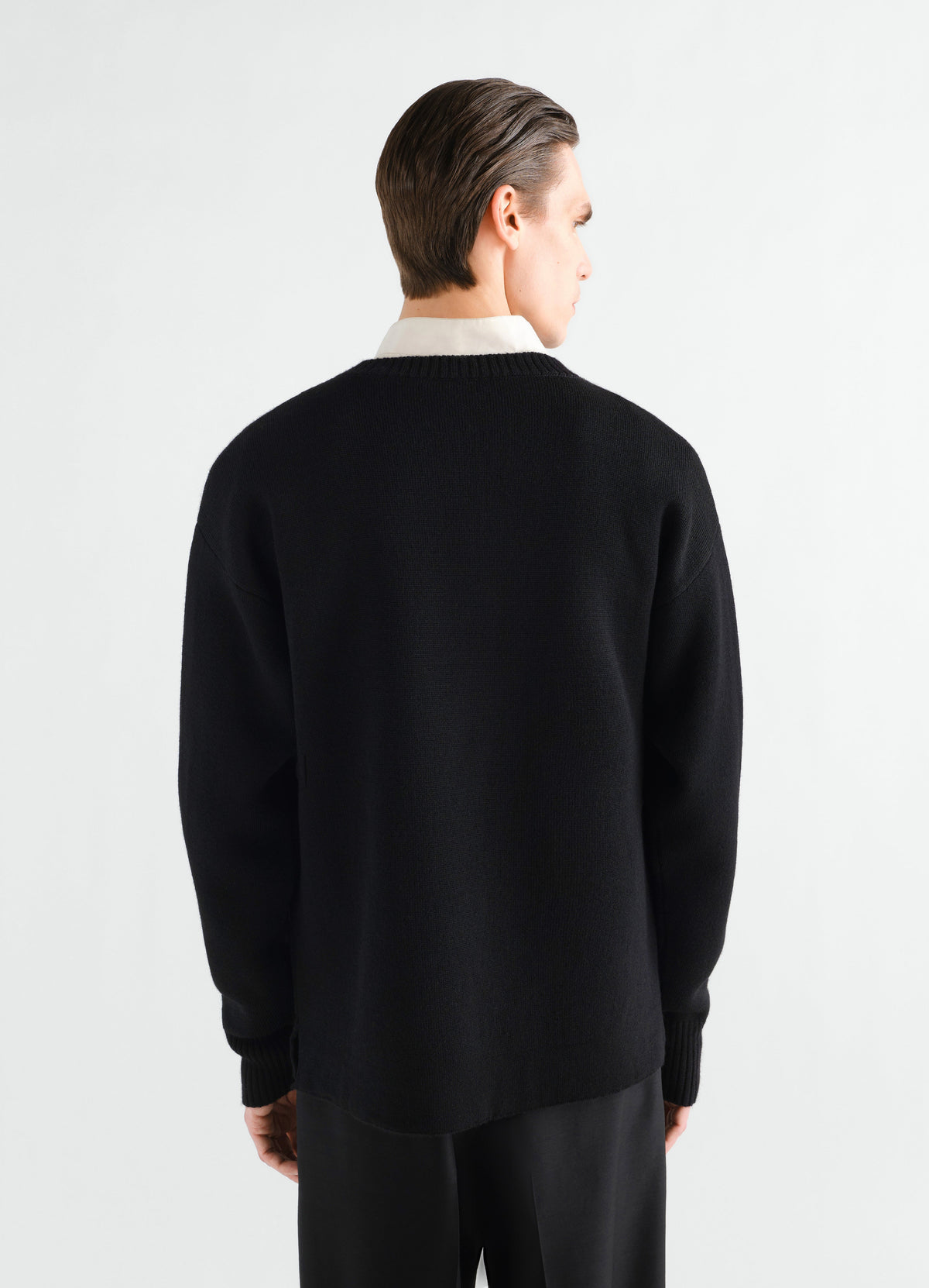 PULL-OVER À ENCOLURE BATEAU EN LAINE VIERGE DOUBLE FACE