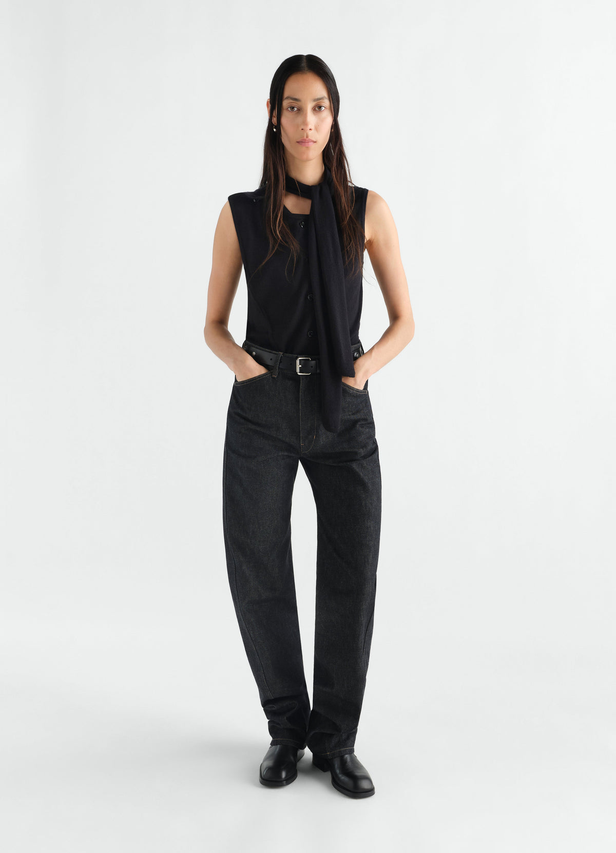 ASYMMETRICAL VEST IN MERINO BLEND