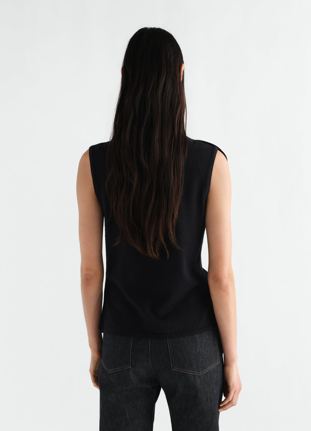 ASYMMETRICAL VEST IN MERINO BLEND