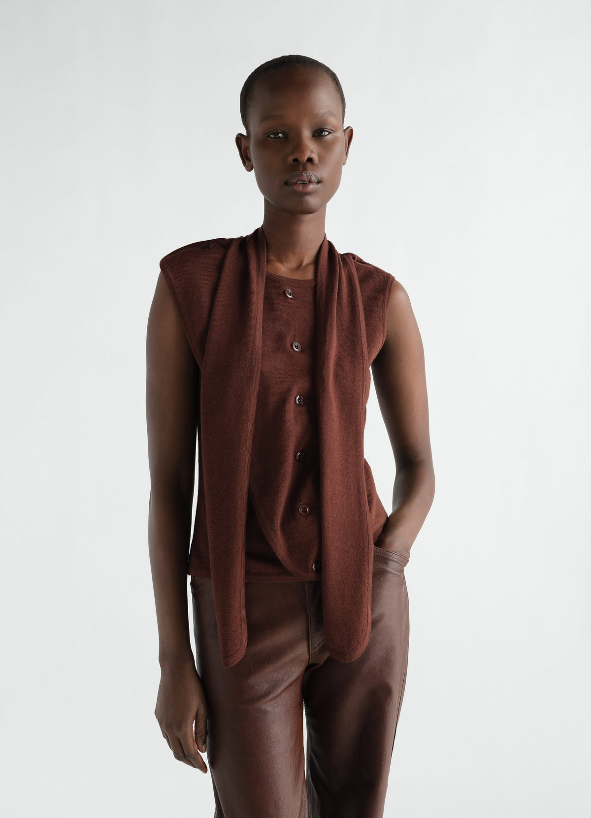 ASYMMETRICAL VEST IN MERINO BLEND