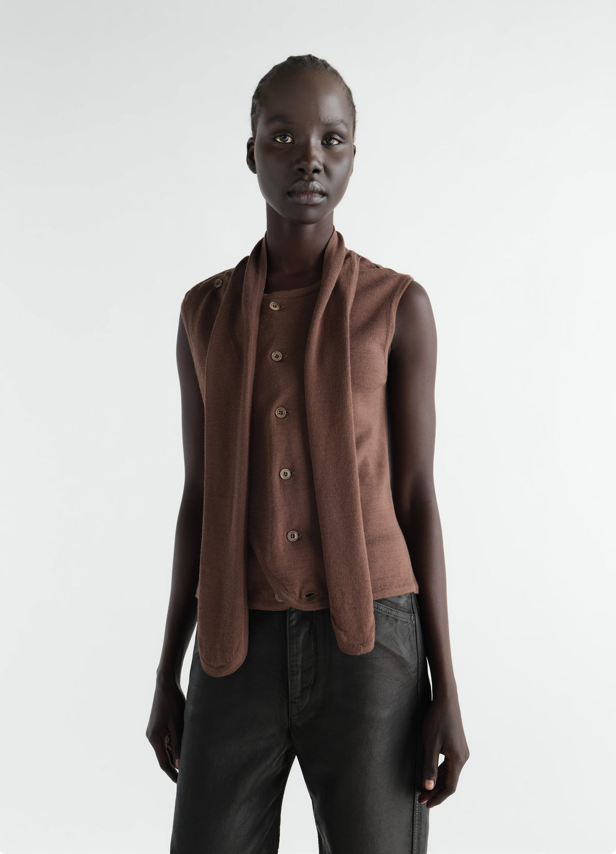 ASYMMETRICAL VEST IN MERINO BLEND