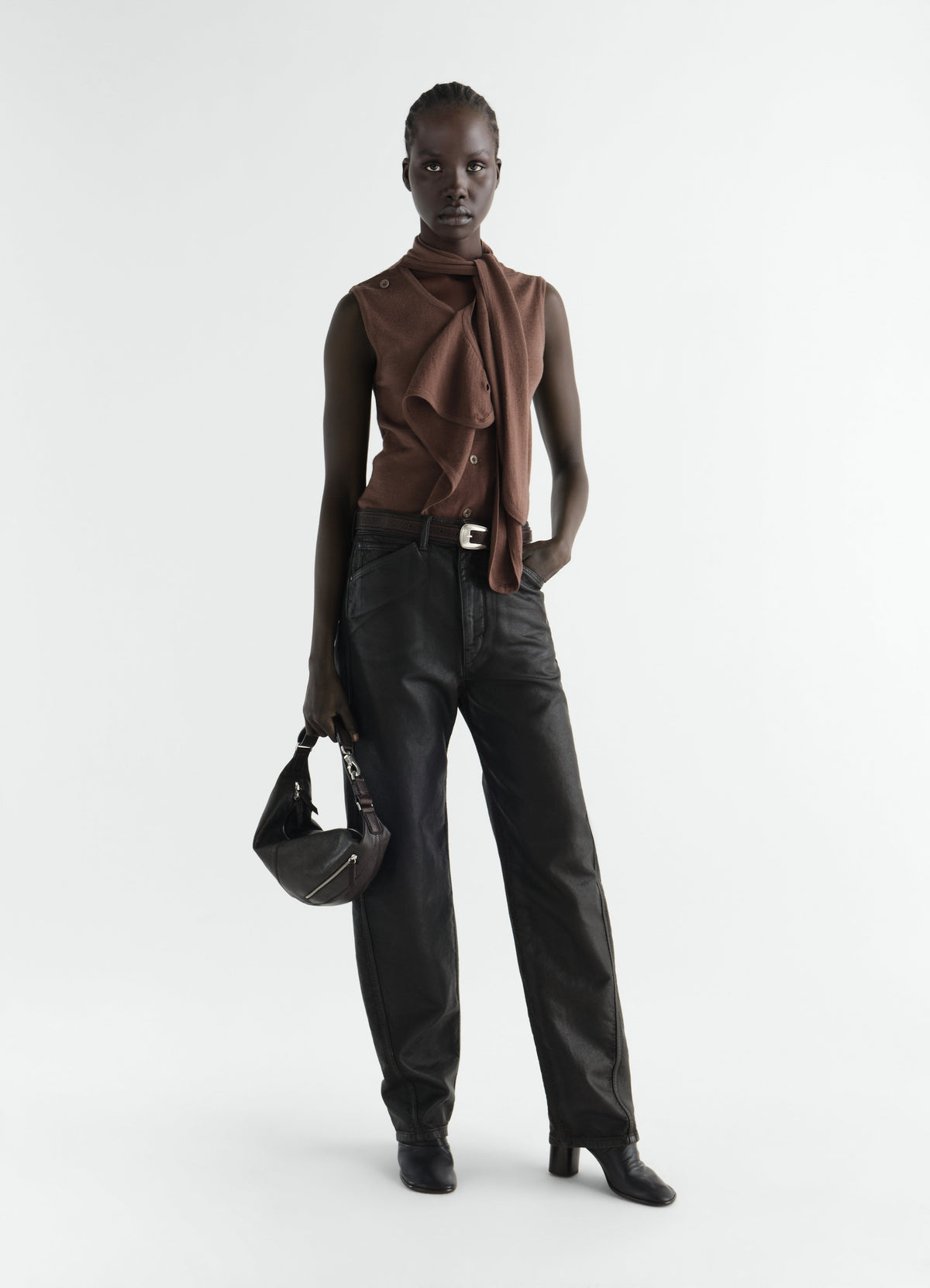 ASYMMETRICAL VEST IN MERINO BLEND