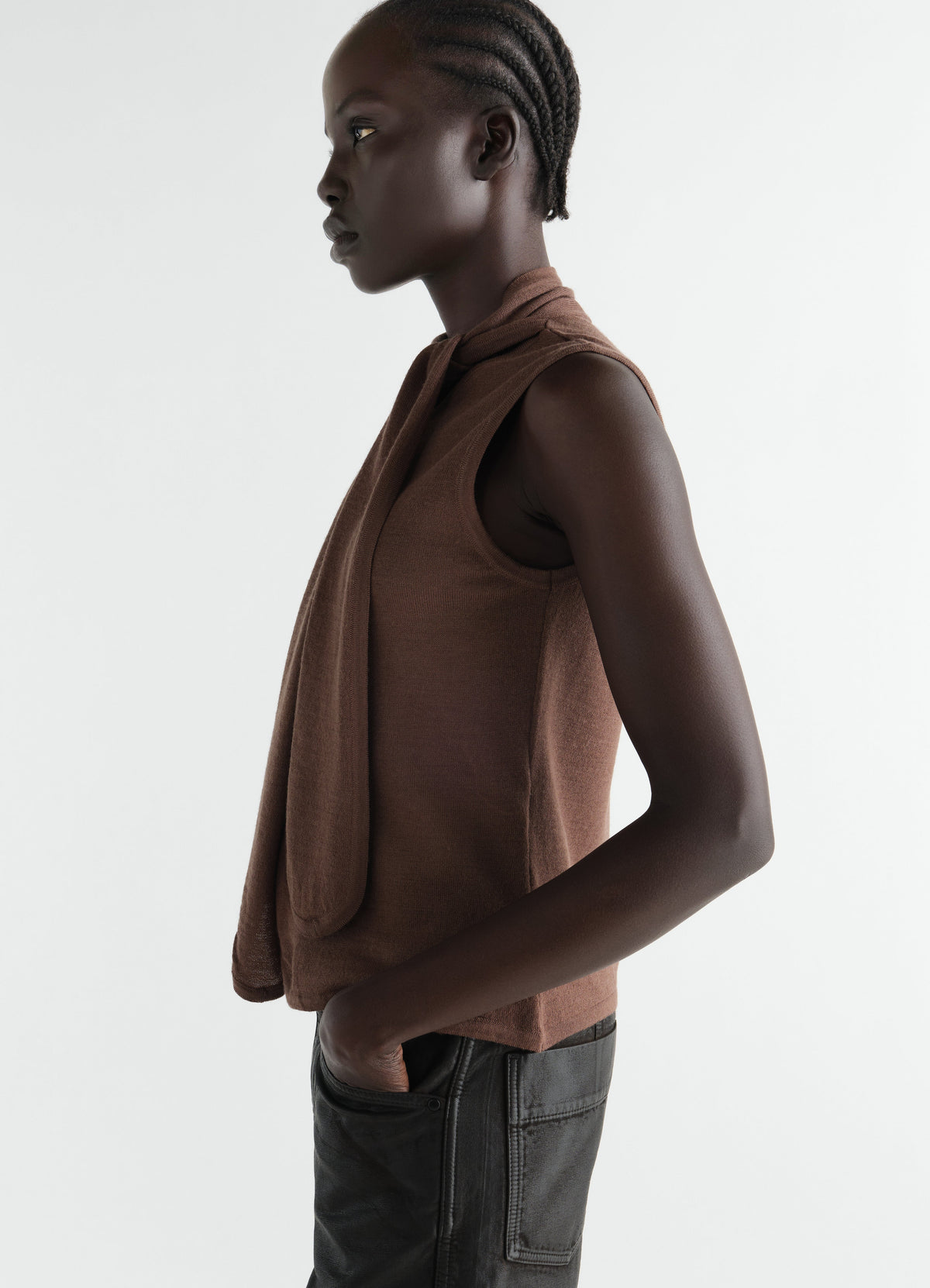 ASYMMETRICAL VEST IN MERINO BLEND