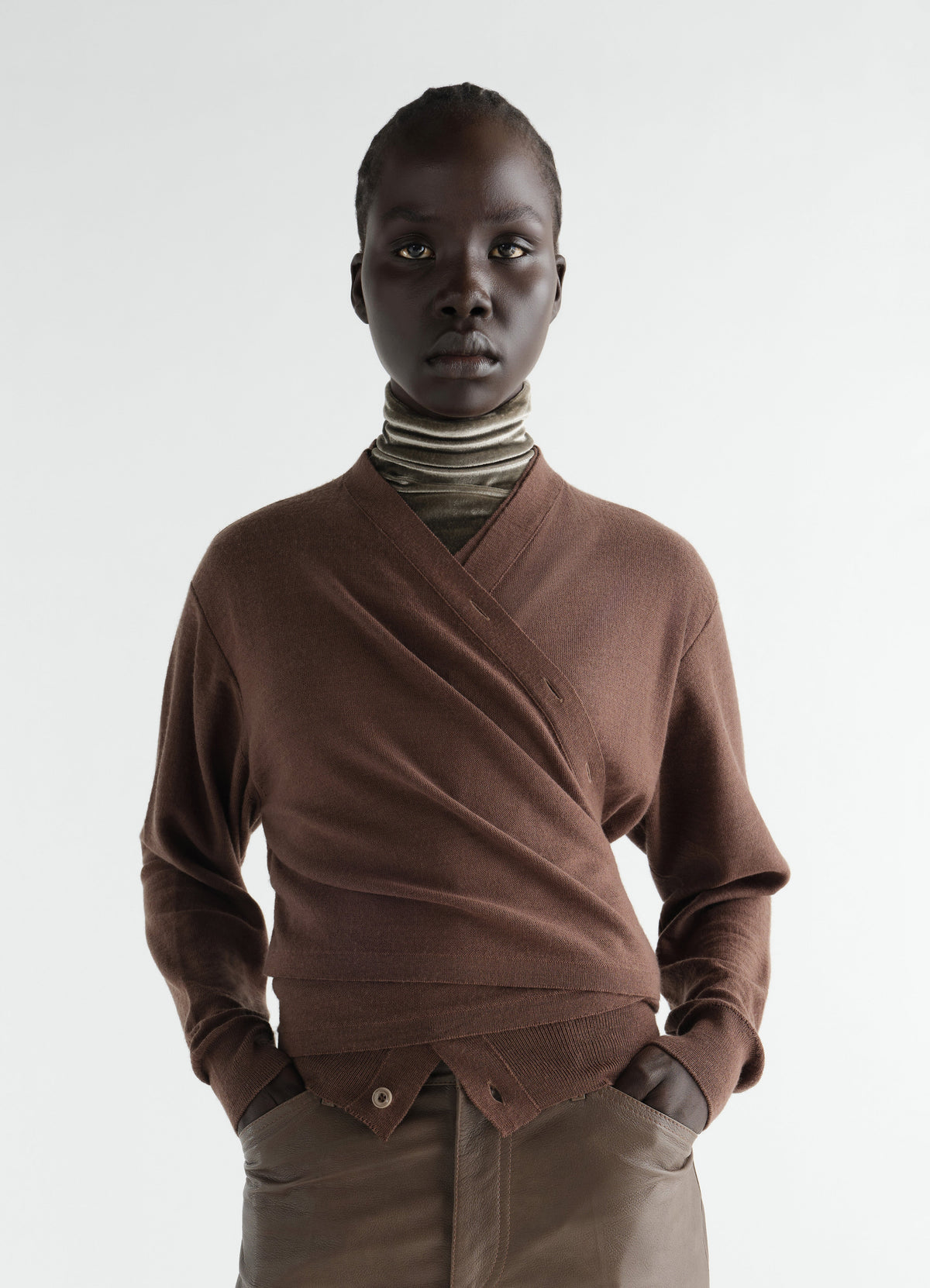 CARDIGAN TROMPE-L'ŒIL EN MÉLANGE DE MÉRINOS