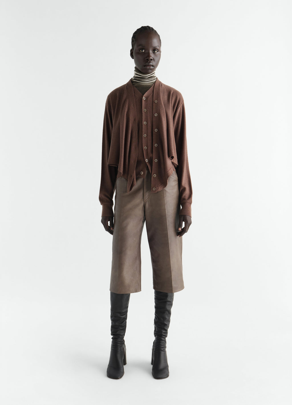 CARDIGAN TROMPE-L'ŒIL EN MÉLANGE DE MÉRINOS