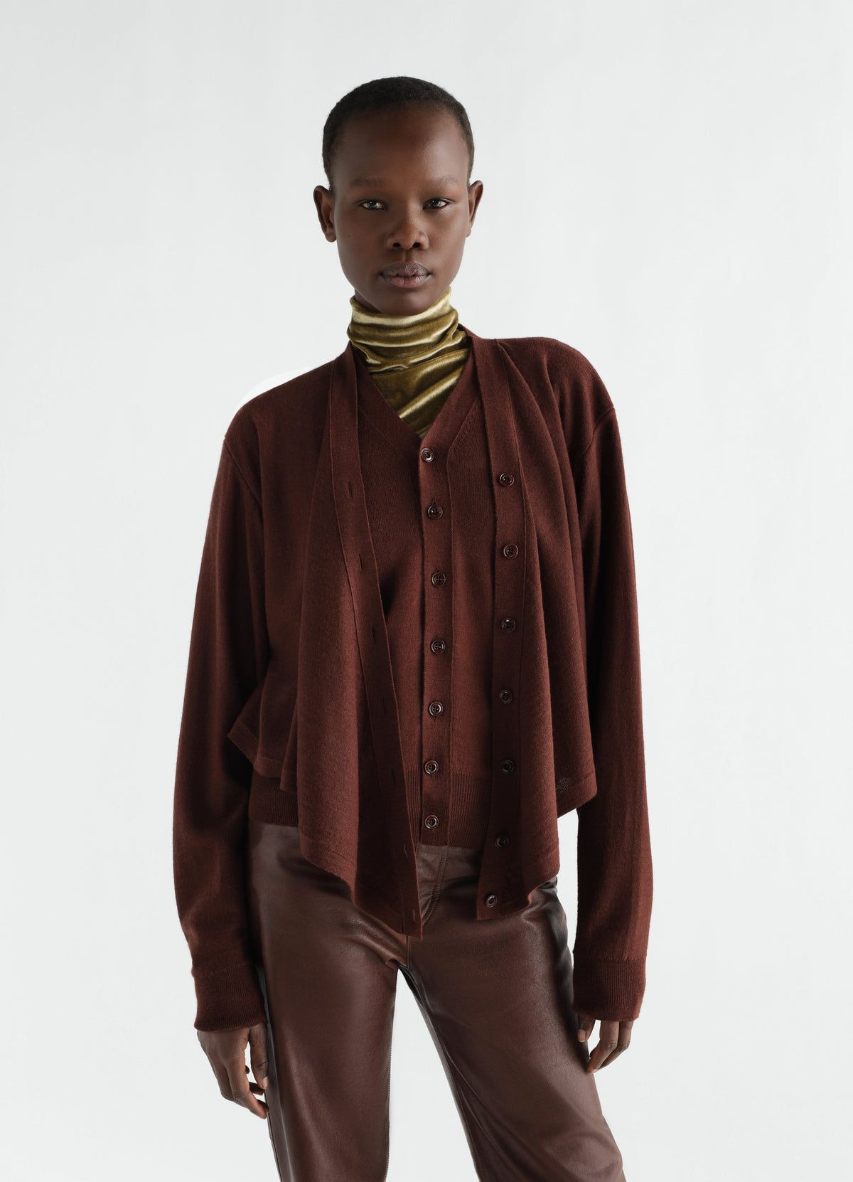 CARDIGAN TROMPE-L'ŒIL EN MÉLANGE DE MÉRINOS
