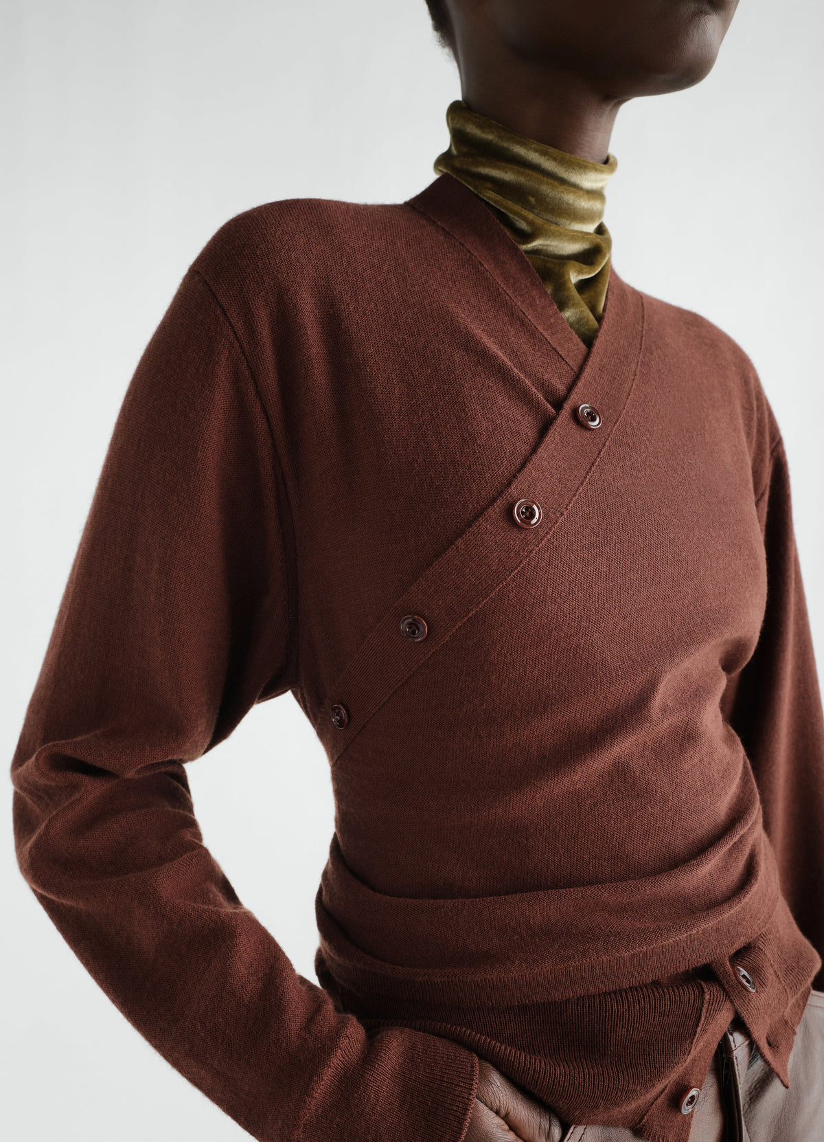 CARDIGAN TROMPE-L'ŒIL EN MÉLANGE DE MÉRINOS