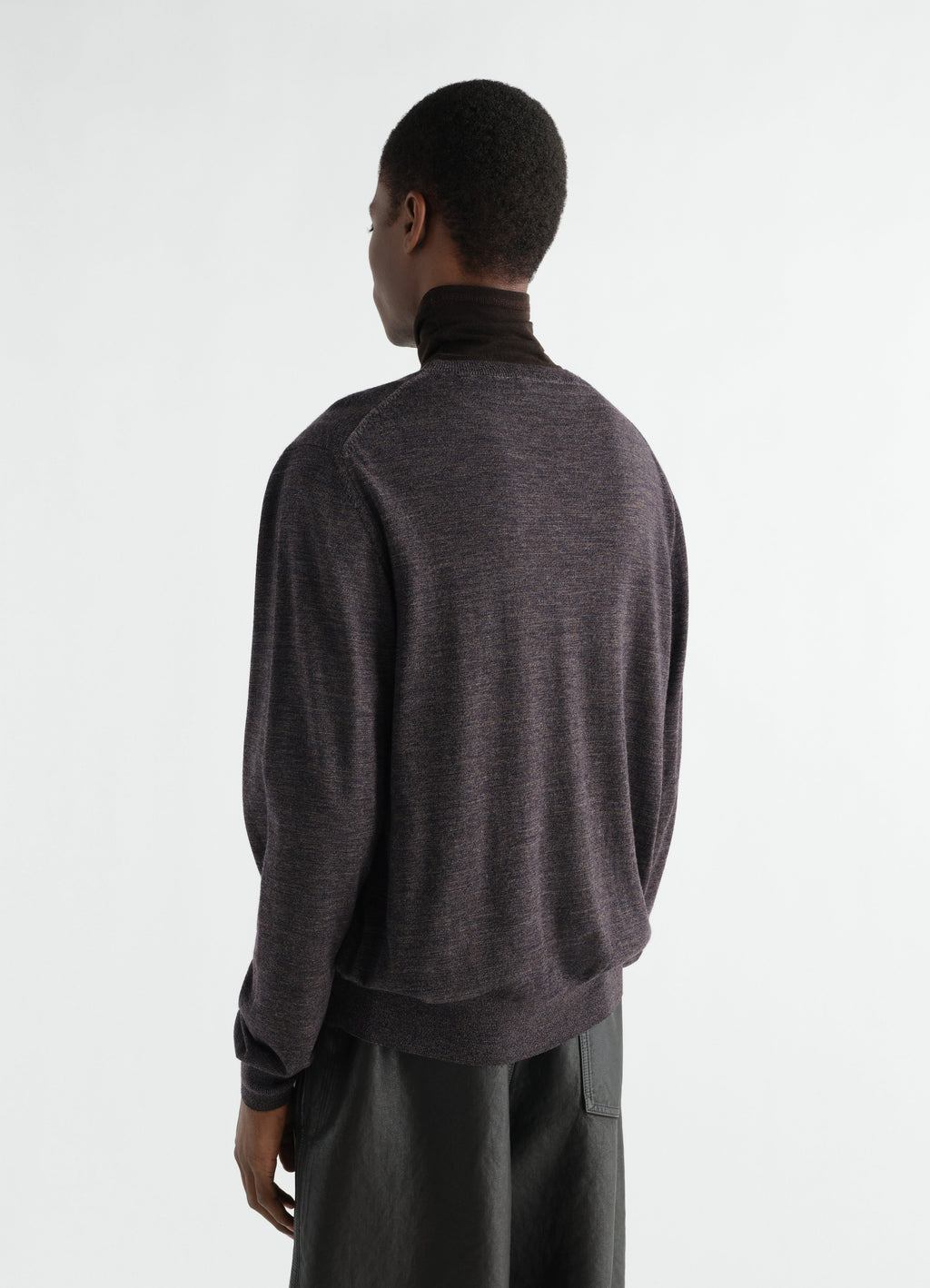 CREW NECK SWEATER IN MOULINE FINE MERINO WOOL