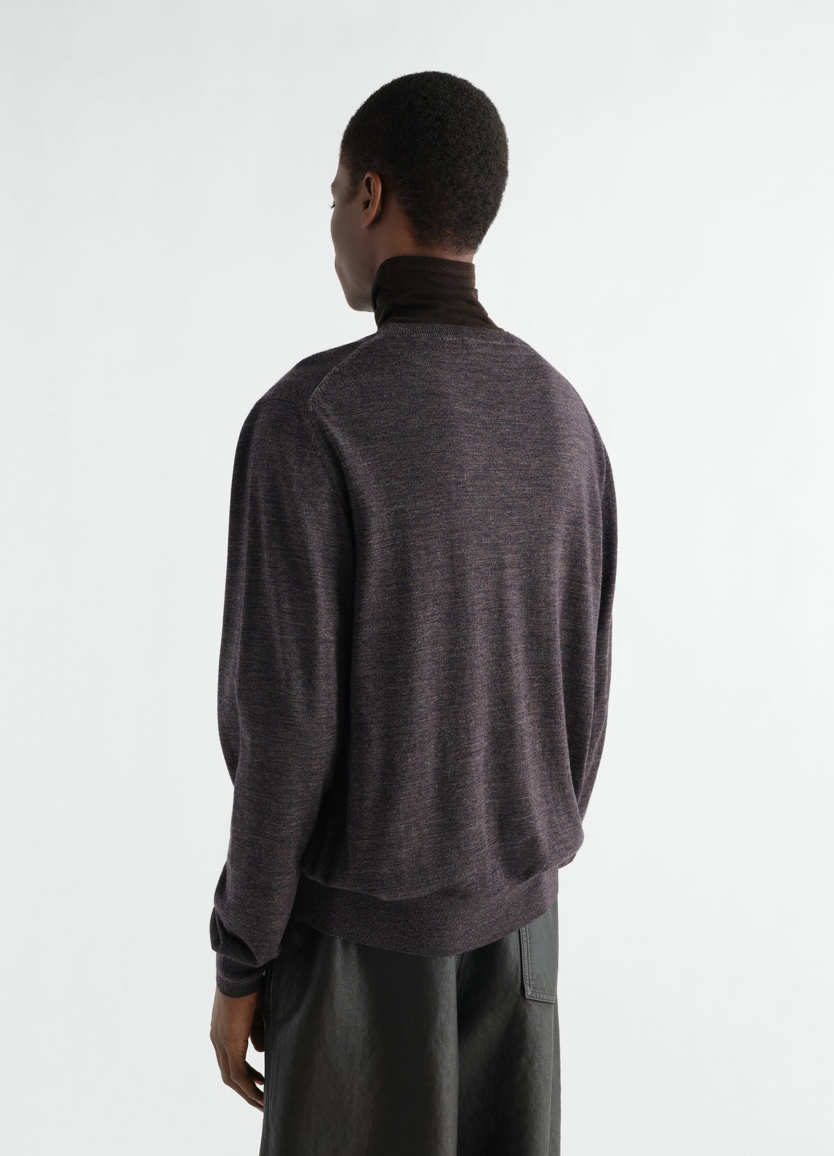 CREW NECK SWEATER IN MOULINE FINE MERINO WOOL