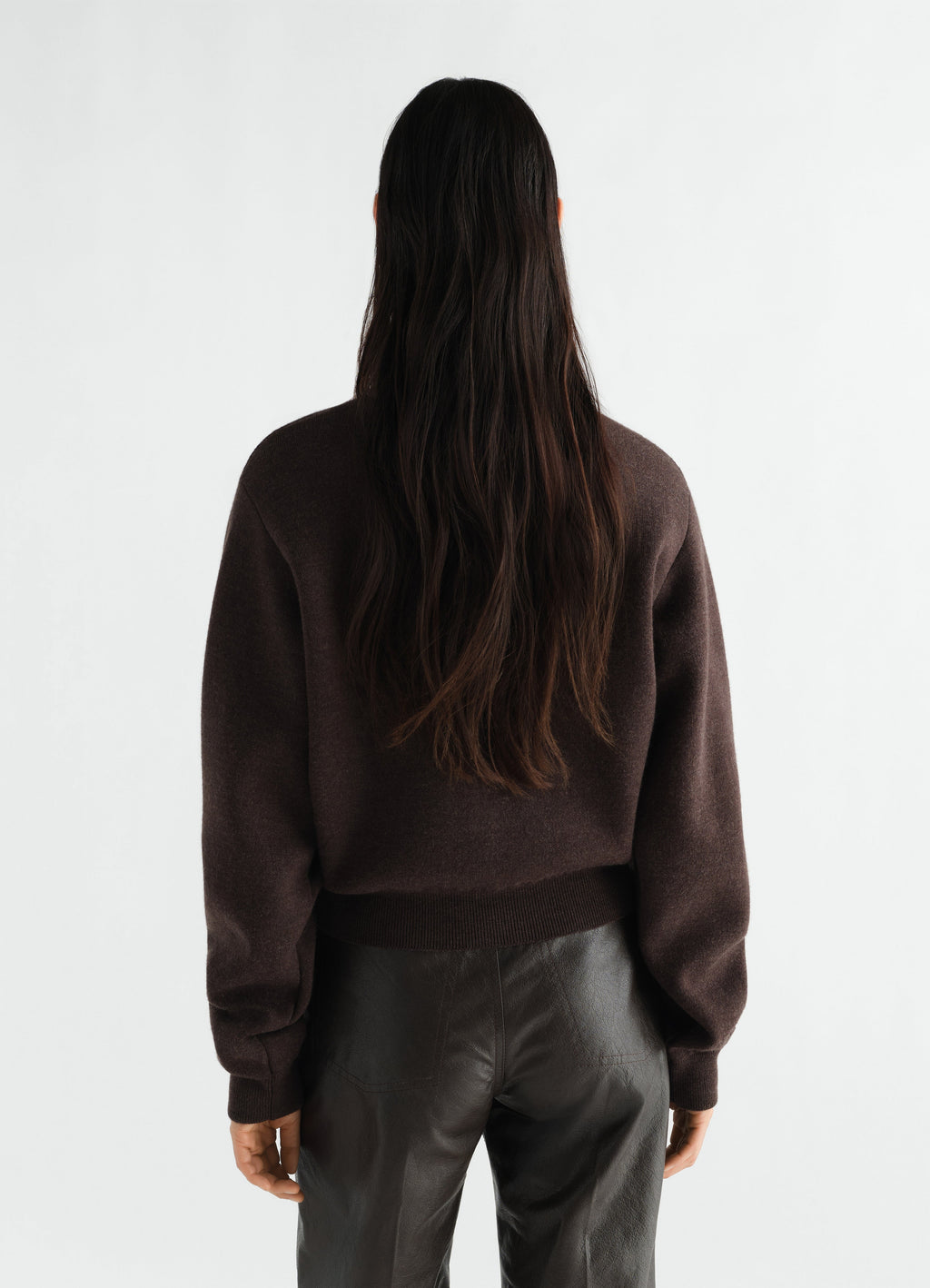 SWEAT-SHIRT COURT EN LAINE MÉRINOS FEUTRÉE