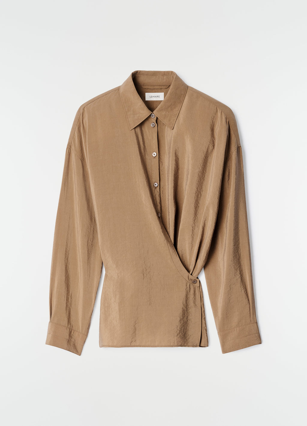 CHEMISE À COL DROIT ET TORSADÉ EN SOIE SÈCHE