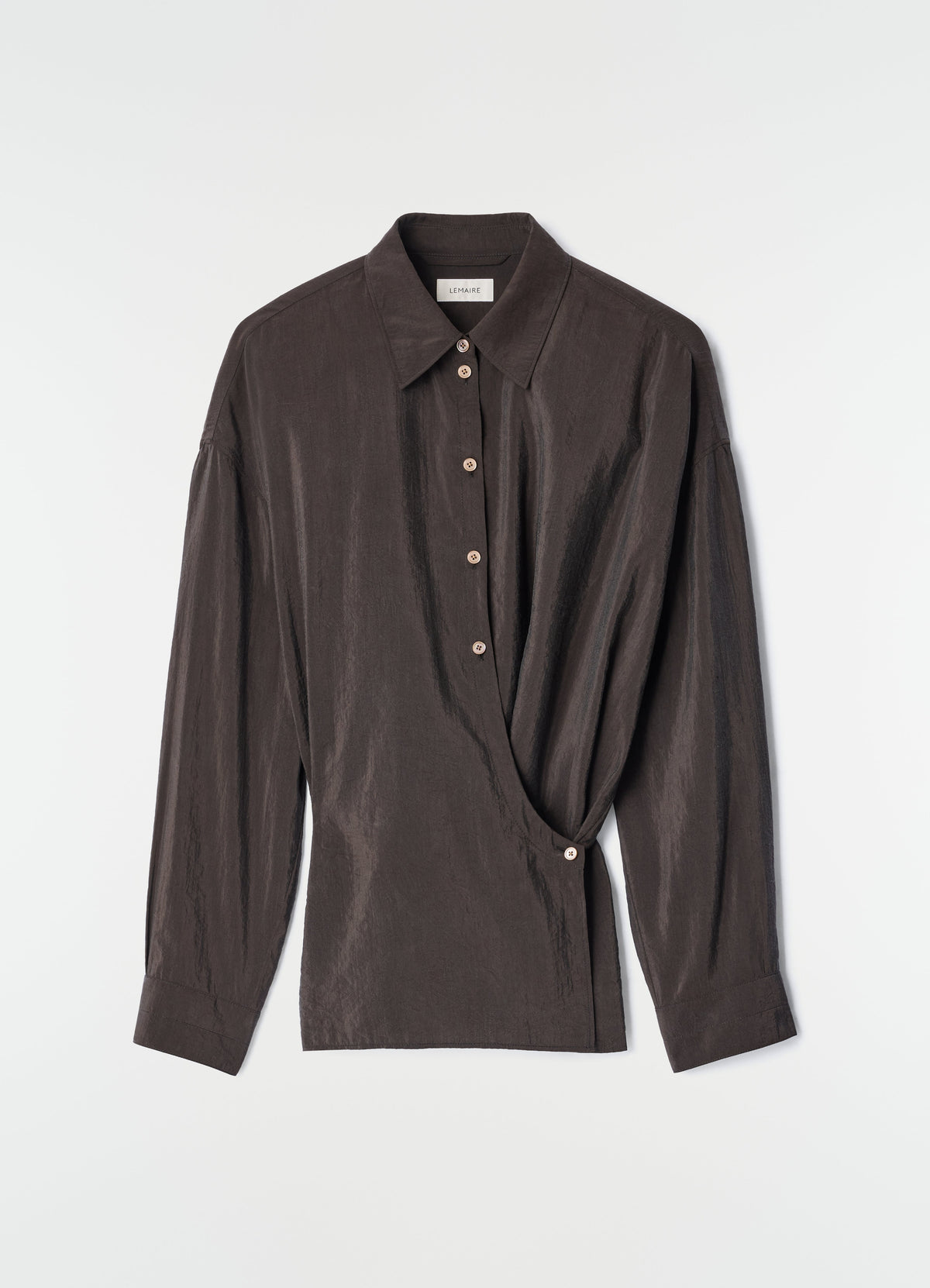 STRAIGHT COLLAR TWISTED SHIRT IN DRY SILK
