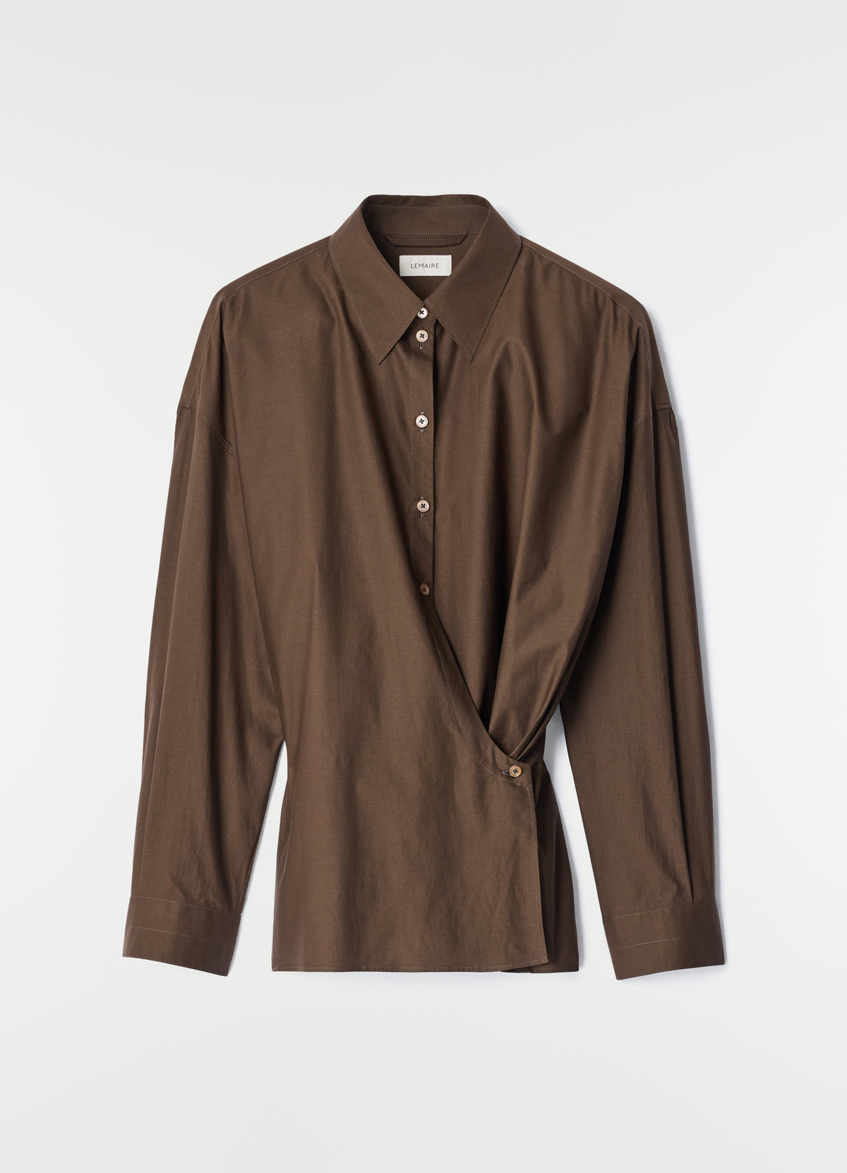 STRAIGHT COLLAR TWISTED SHIRT IN WASHED COTTON SILK