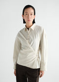 CHEMISE À COL DROIT ET TORSADÉ EN SOIE ET COTON LAVÉ
