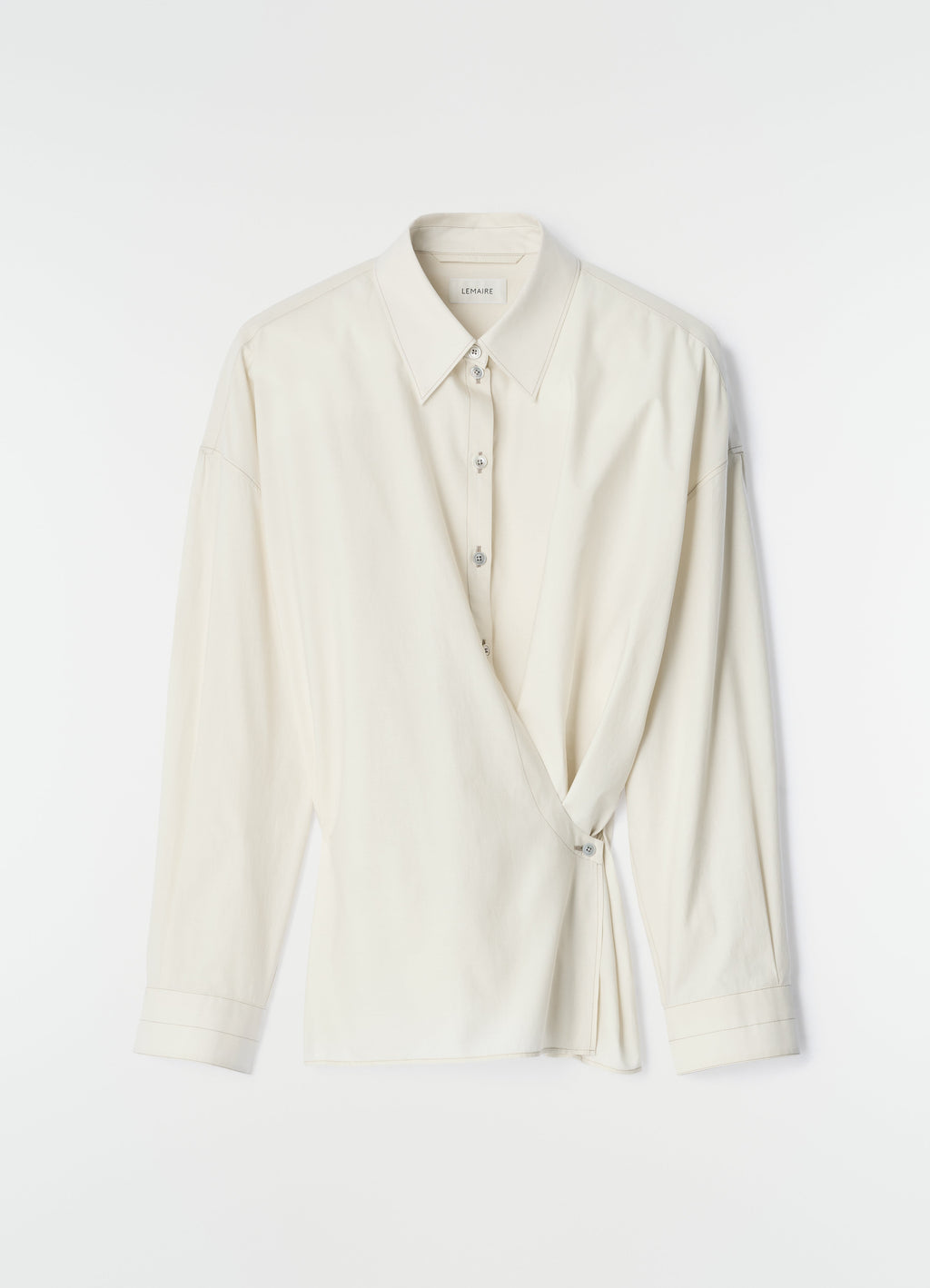 CHEMISE À COL DROIT ET TORSADÉ EN SOIE ET COTON LAVÉ