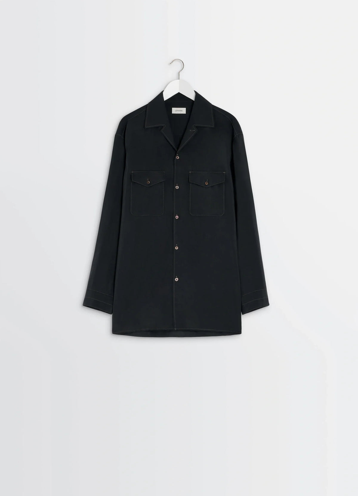 CONVERTIBLE COLLAR SHIRT IN DRY SILK