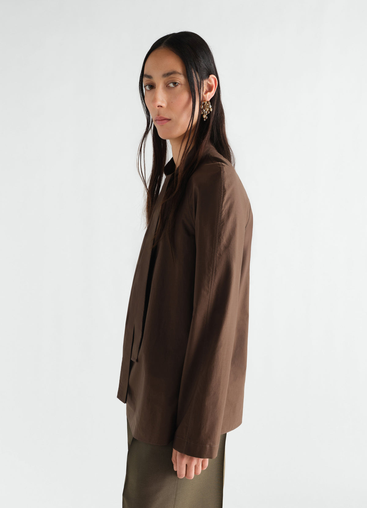 ASCOT BLOUSE IN WASHED COTTON SILK
