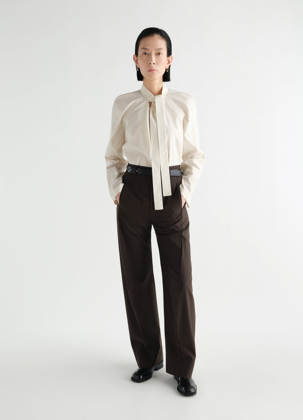ASCOT BLOUSE IN WASHED COTTON SILK