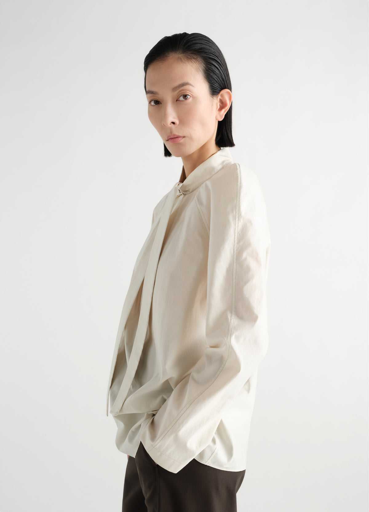 ASCOT BLOUSE IN WASHED COTTON SILK