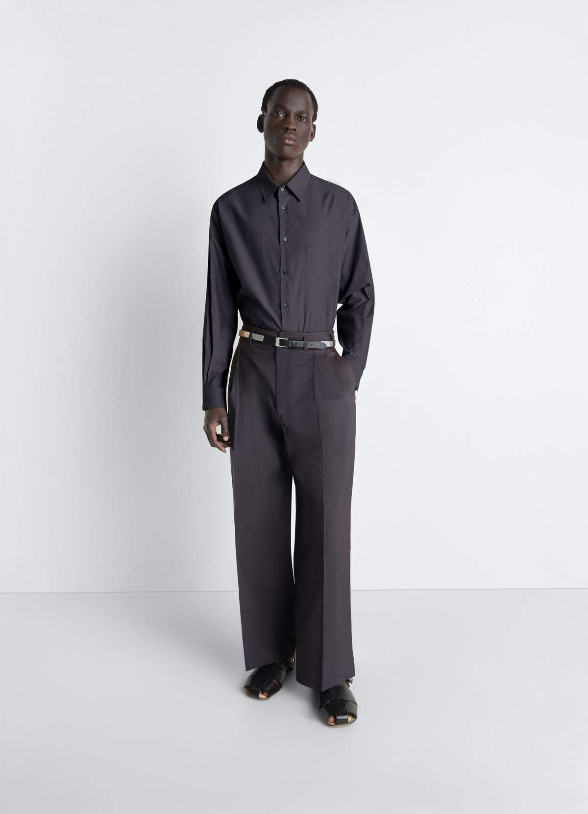 CHEMISE CLASSIQUE EN COTON ET SOIE LAVÉS