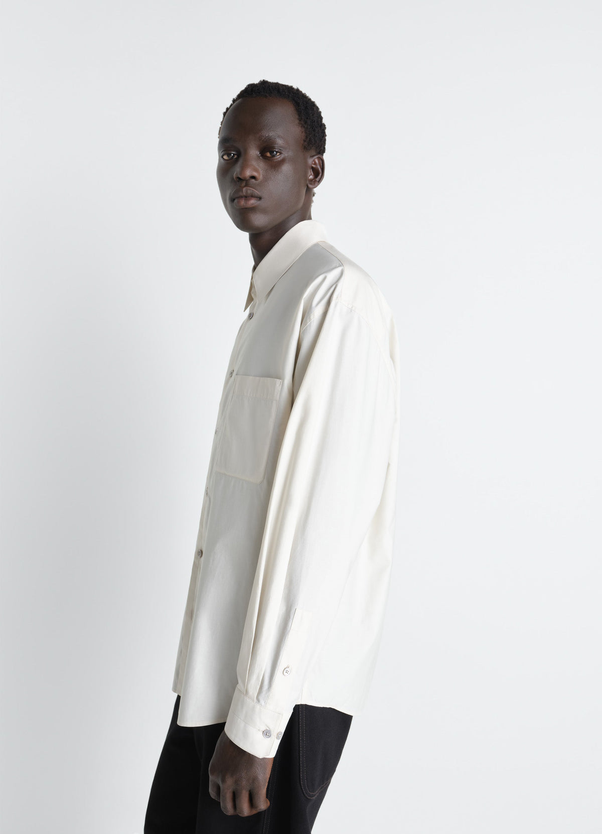CHEMISE CLASSIQUE EN COTON ET SOIE LAVÉS