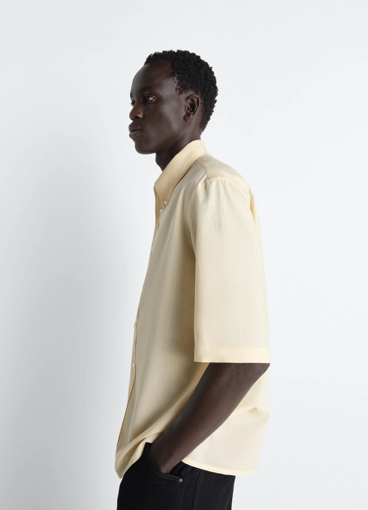 CHEMISE À MANCHES COURTES EN MOUSSELINE DE COTON LAVÉ