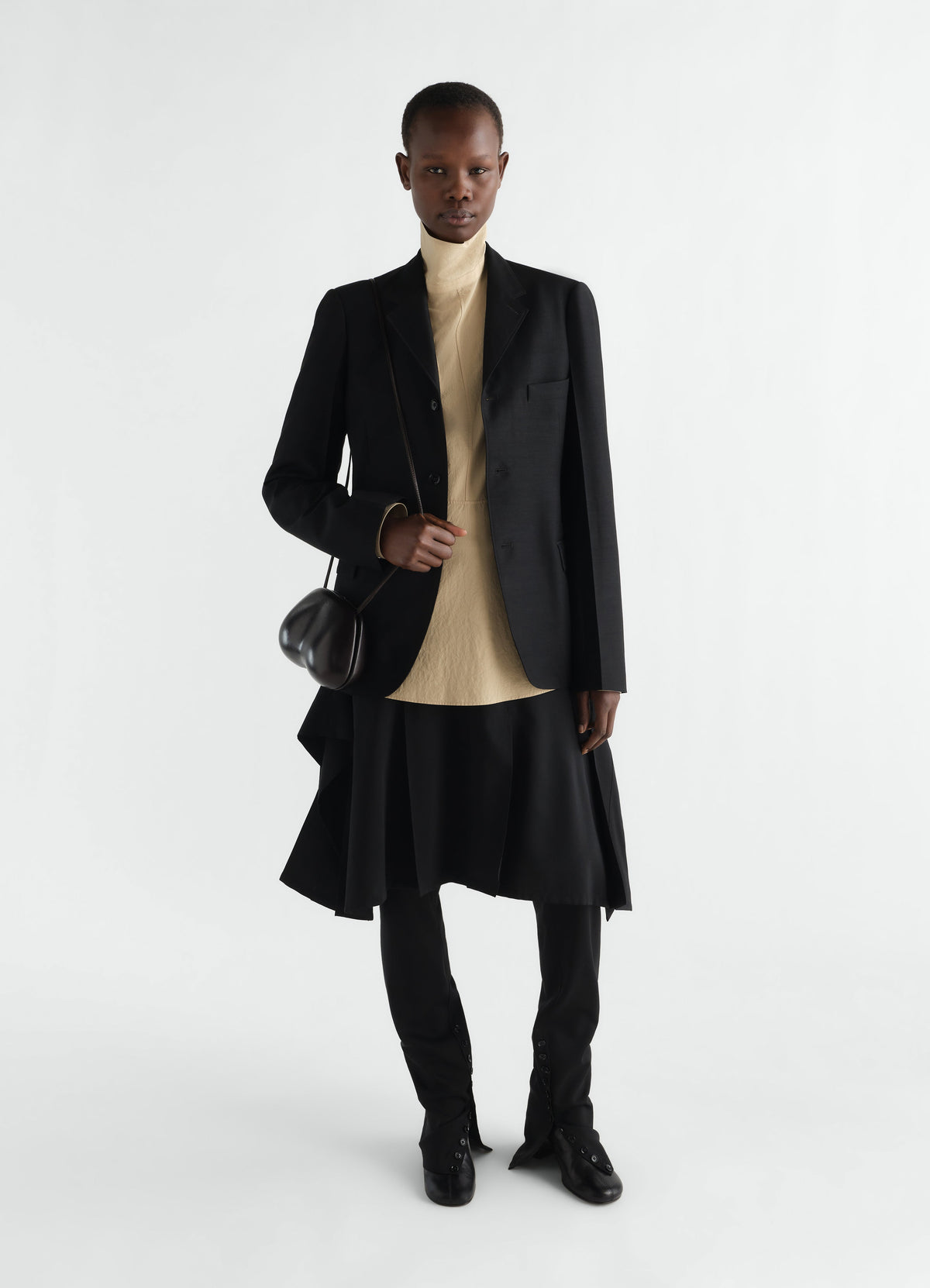 PLASTRON TOP WITH SNAPS IN CREPE COTTON
