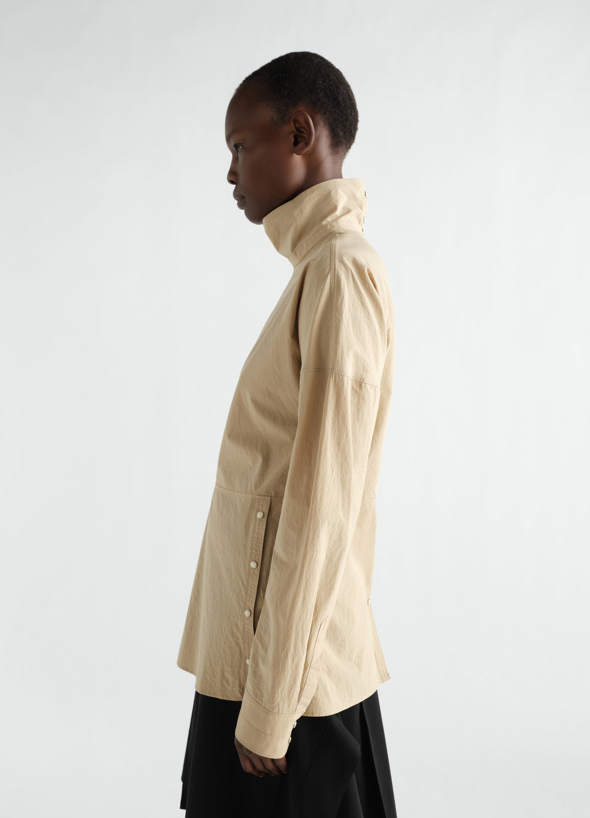 PLASTRON TOP WITH SNAPS IN CREPE COTTON