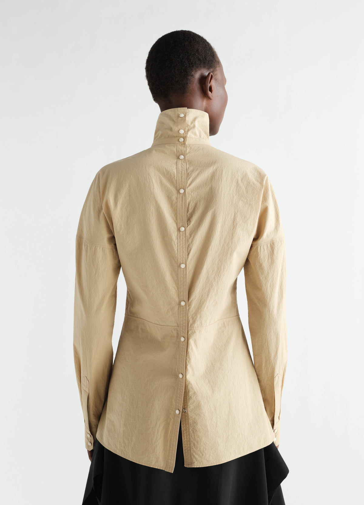 PLASTRON TOP WITH SNAPS IN CREPE COTTON