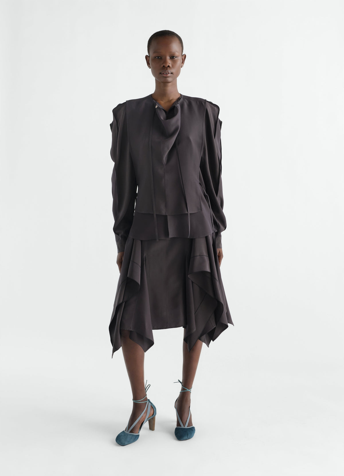 TWO LAYERS BLOUSE IN SILK VISCOSE TOILE
