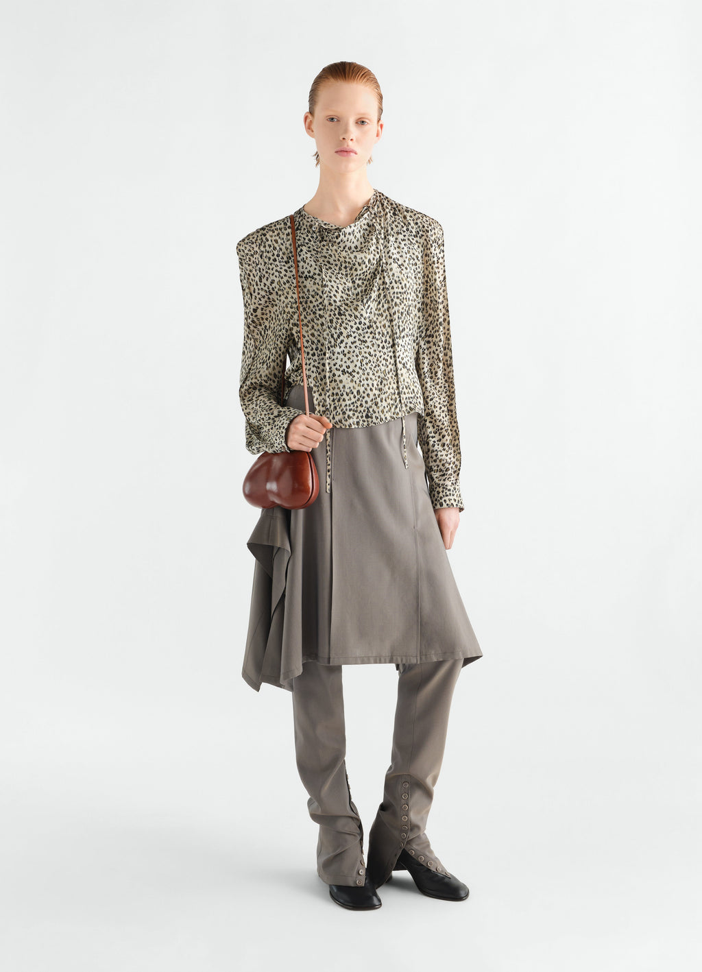 PRINTED TWO LAYERS BLOUSE IN VISCOSE LEOPARD