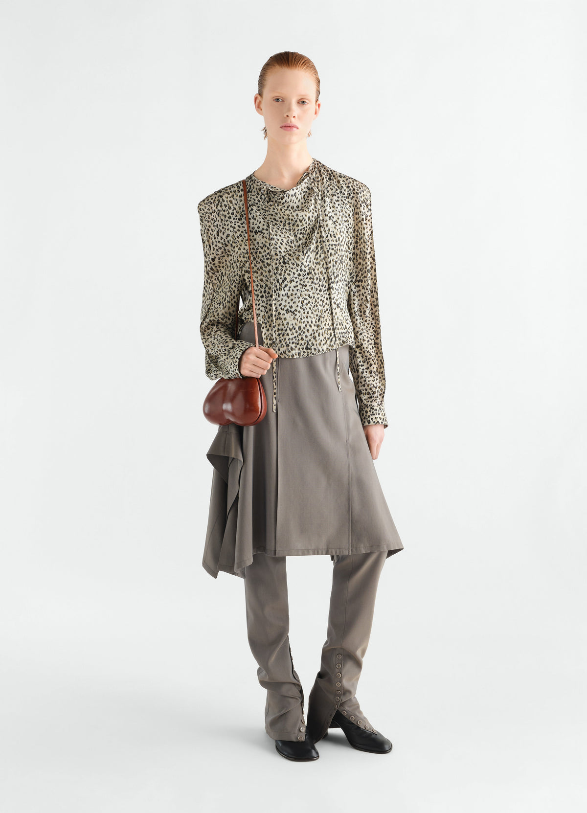 PRINTED TWO LAYERS BLOUSE IN VISCOSE LEOPARD