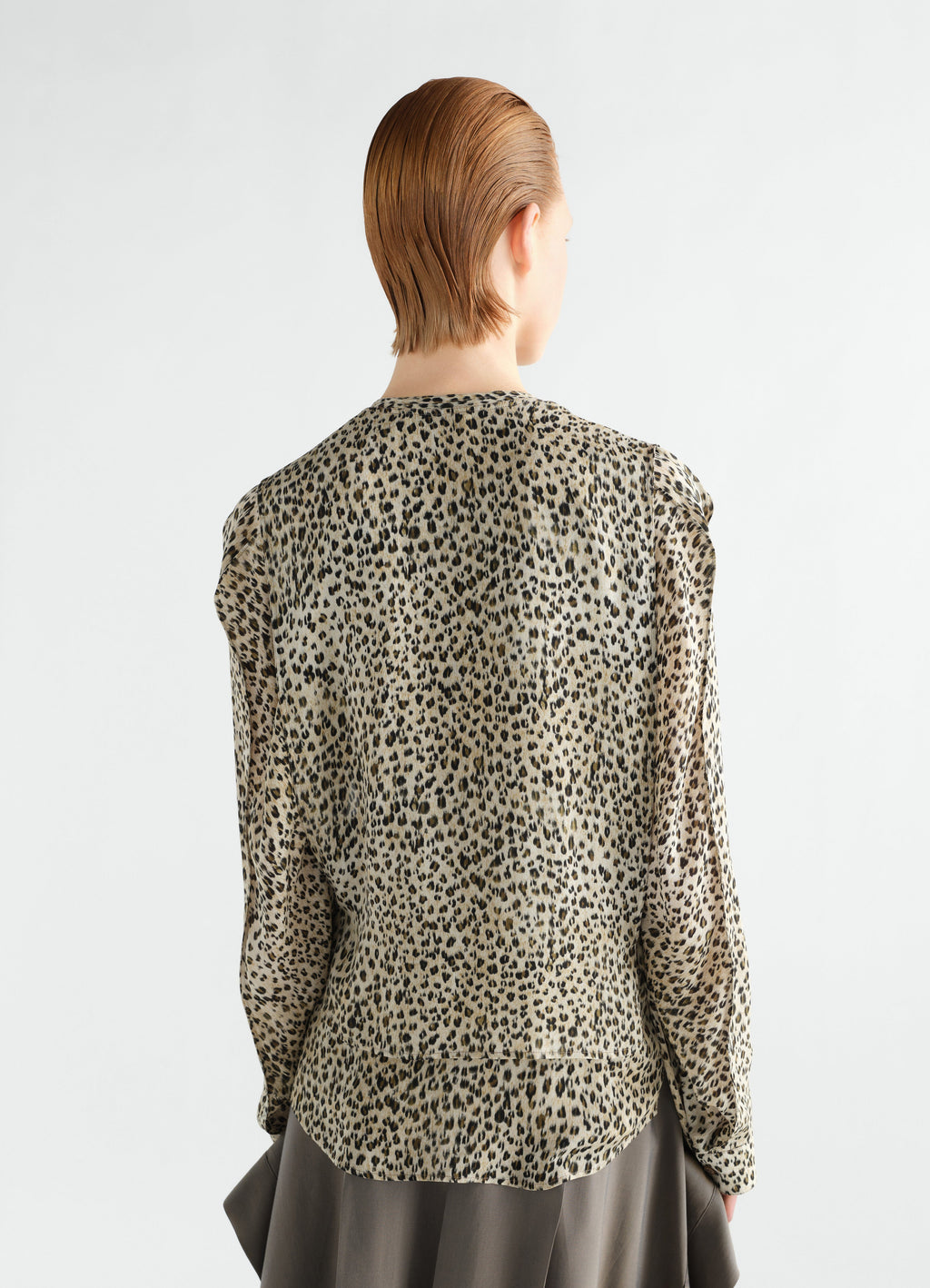 PRINTED TWO LAYERS BLOUSE IN VISCOSE LEOPARD