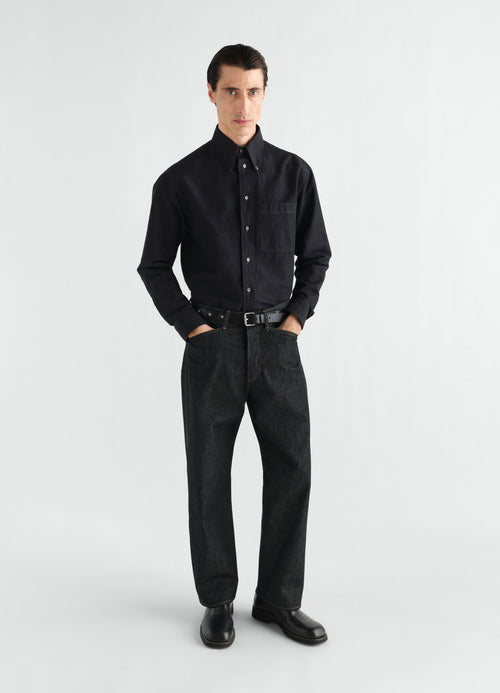 CHEMISE BOUTONNÉE EN CHAMBRAY DE COTON ET LIN