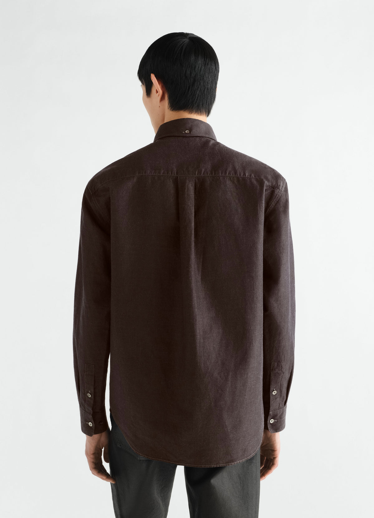 CHEMISE BOUTONNÉE EN CHAMBRAY DE COTON ET LIN