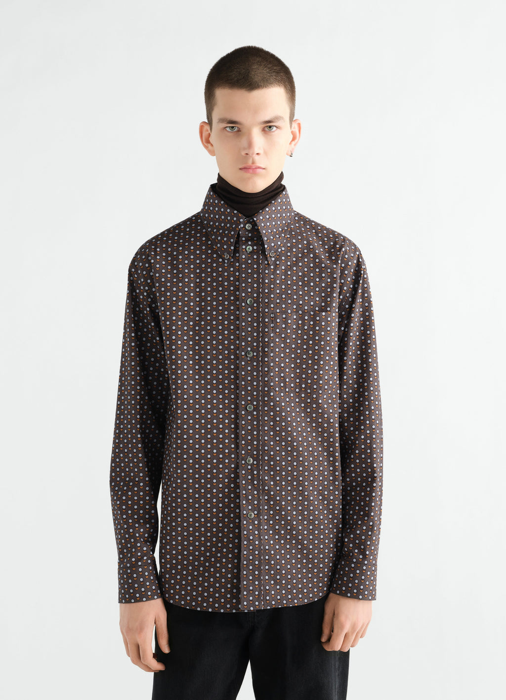 CHEMISE BOUTONNÉE EN COTON À IMPRIMÉ CERCLES