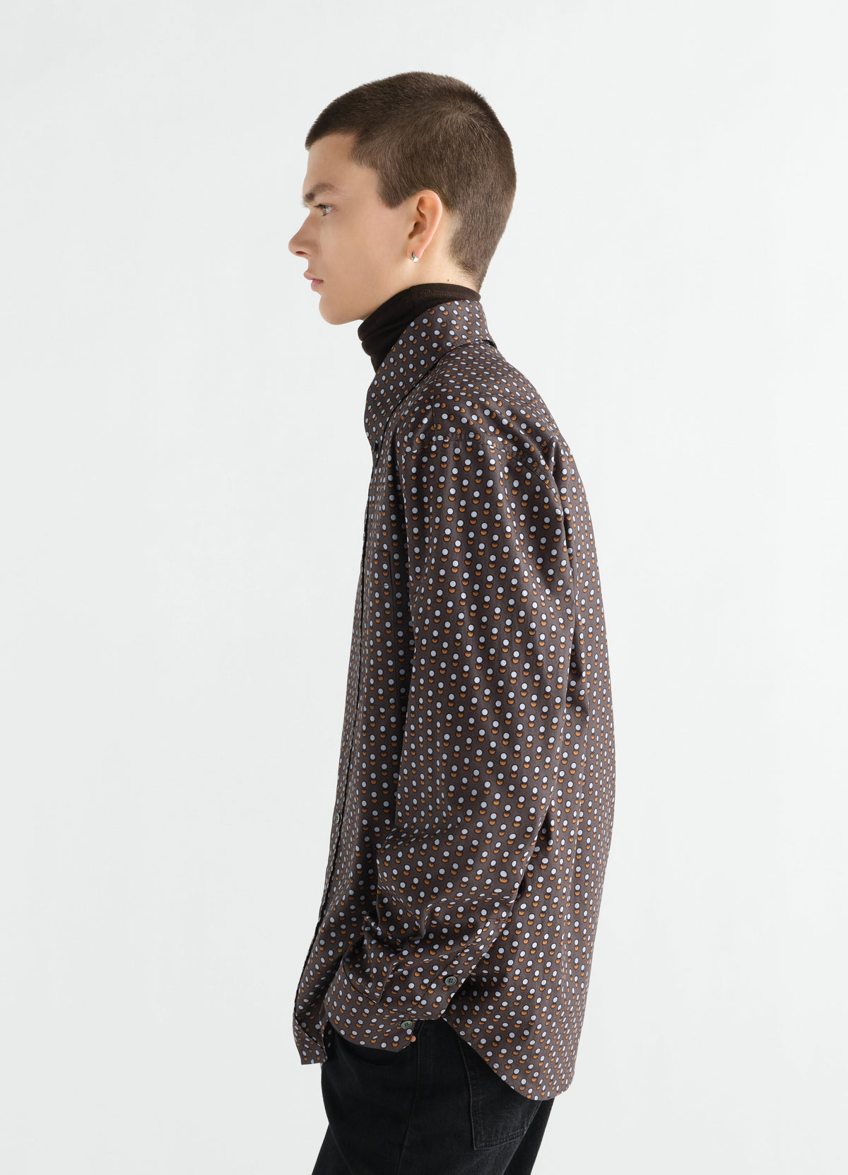 CHEMISE BOUTONNÉE EN COTON À IMPRIMÉ CERCLES