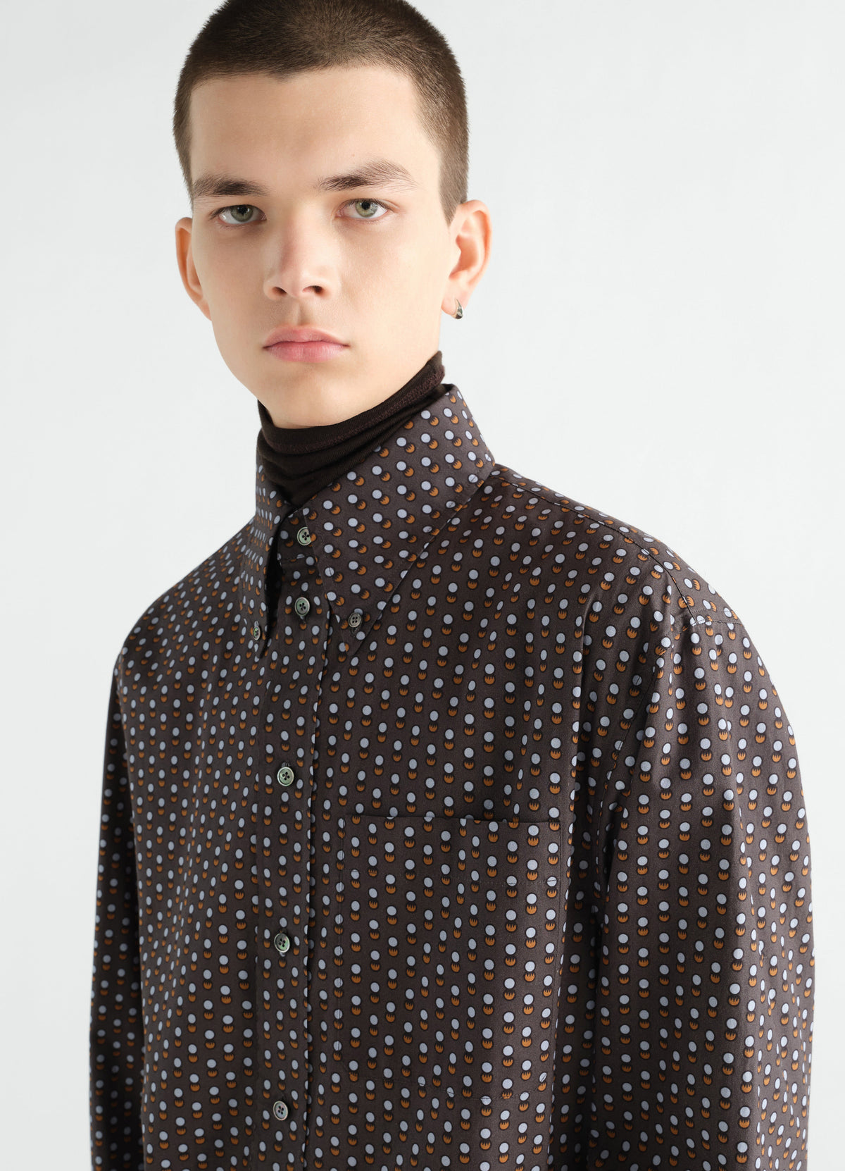 CHEMISE BOUTONNÉE EN COTON À IMPRIMÉ CERCLES