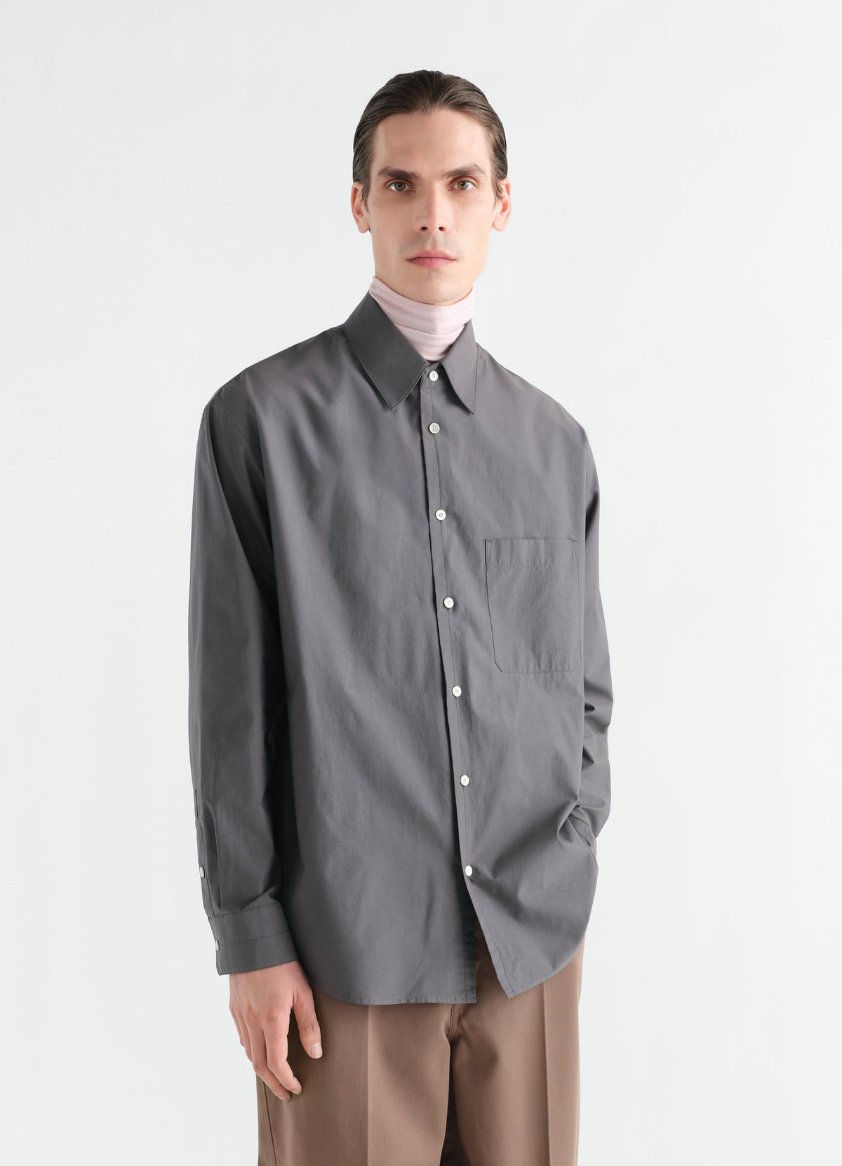 CHEMISE CLASSIQUE EN COTON ET SOIE LAVÉS