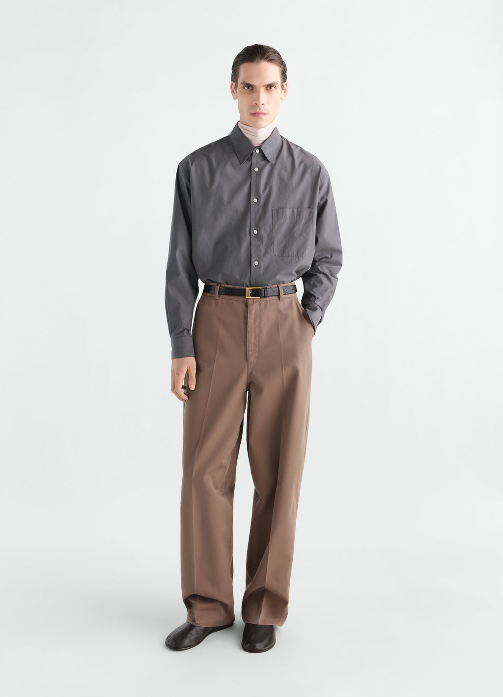 CHEMISE CLASSIQUE EN COTON ET SOIE LAVÉS