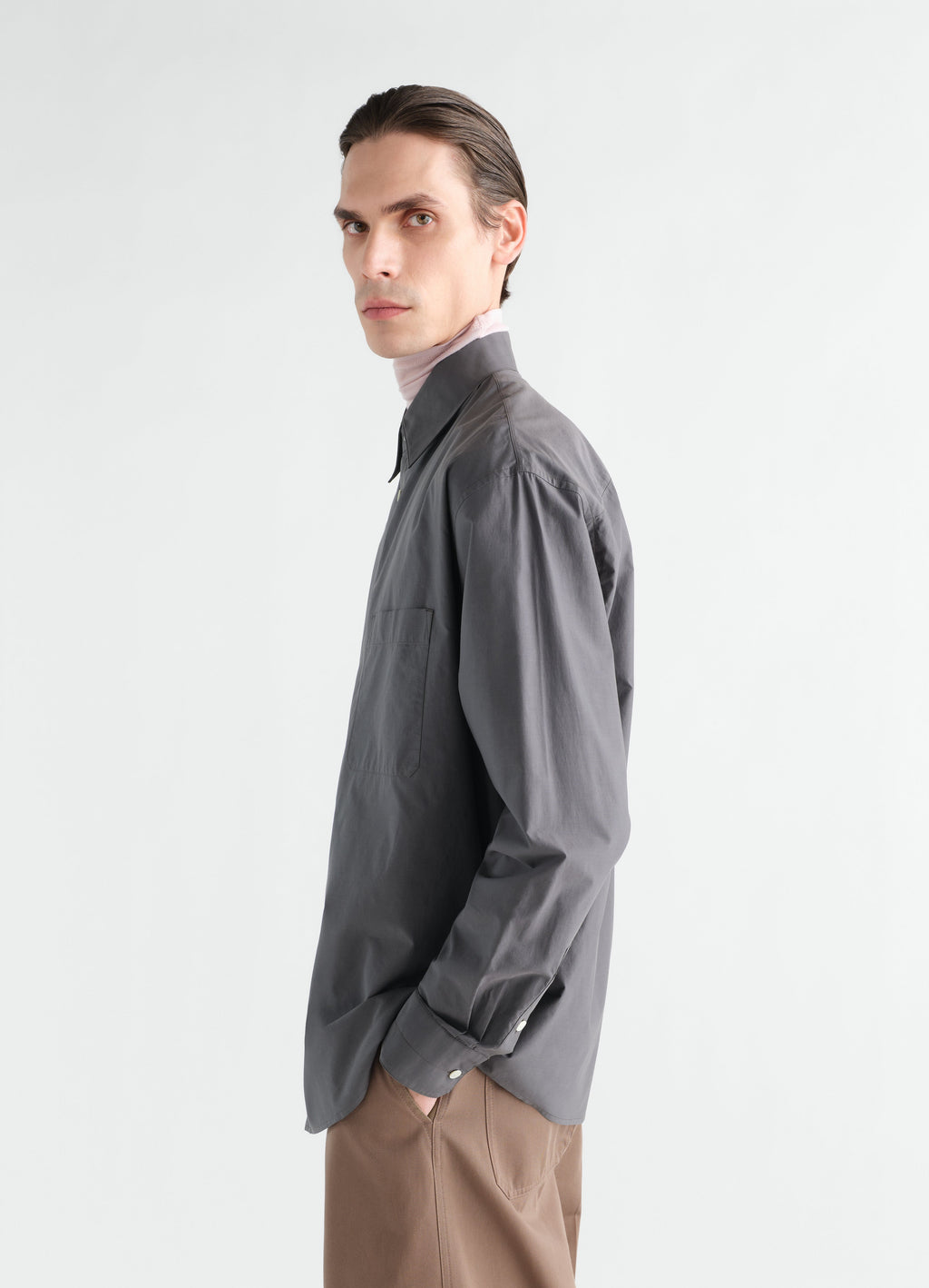 CHEMISE CLASSIQUE EN COTON ET SOIE LAVÉS