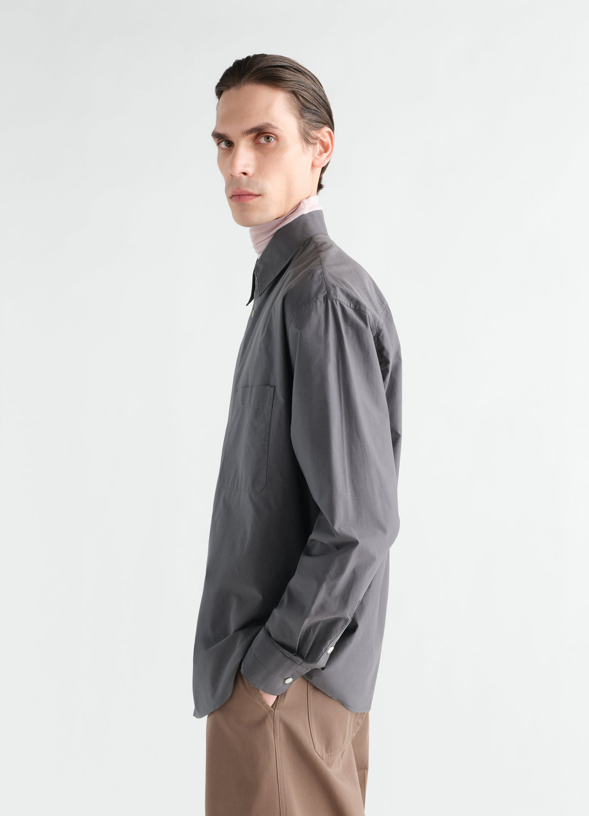 CHEMISE CLASSIQUE EN COTON ET SOIE LAVÉS