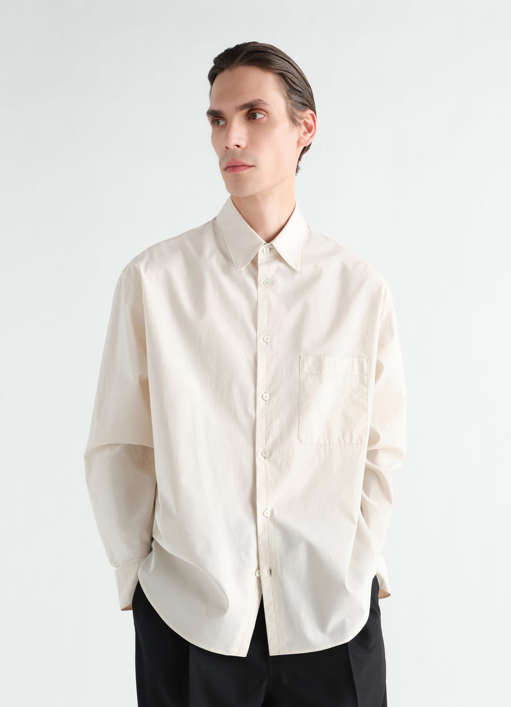 CHEMISE CLASSIQUE EN COTON ET SOIE LAVÉS
