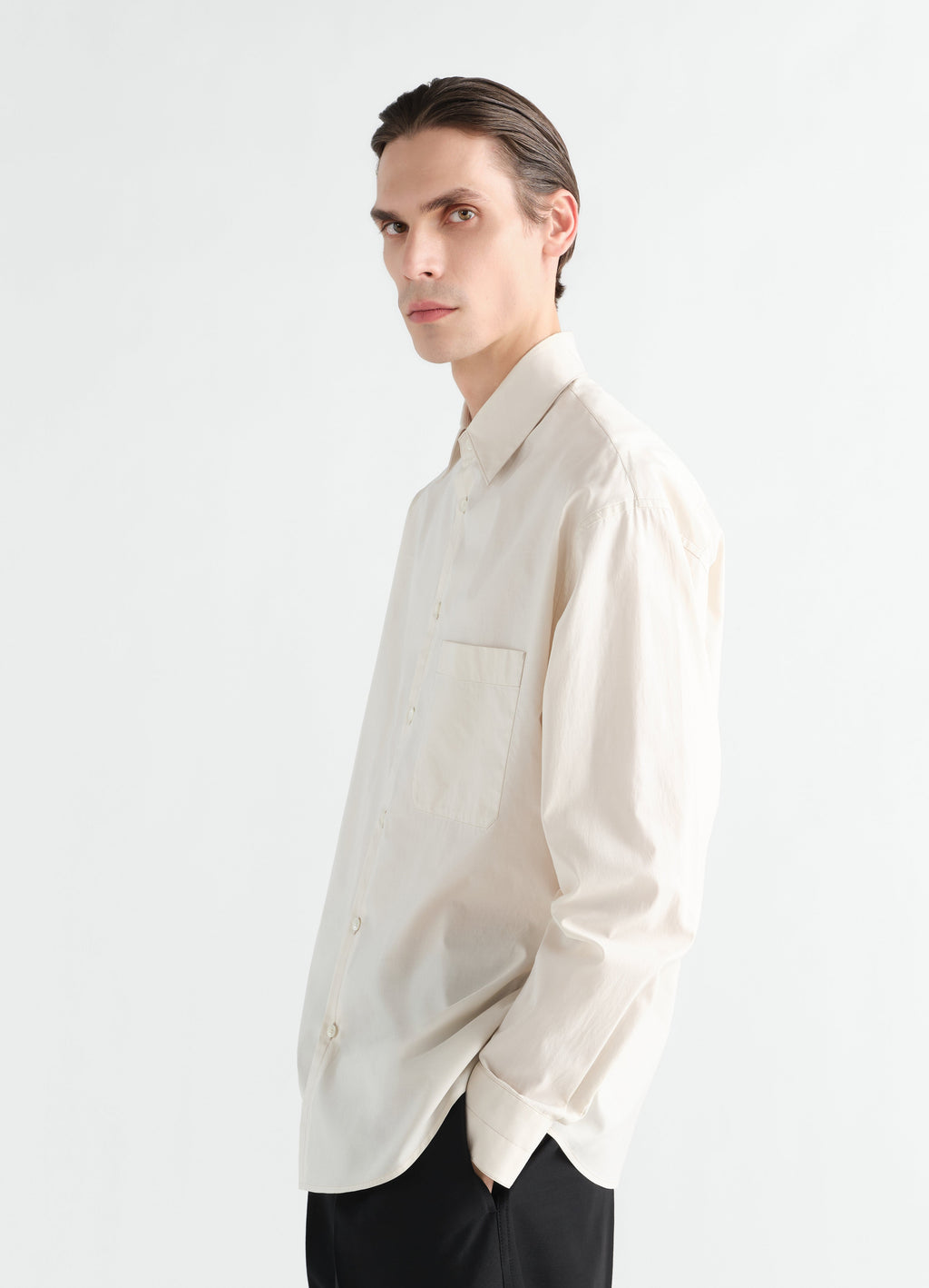 CHEMISE CLASSIQUE EN COTON ET SOIE LAVÉS