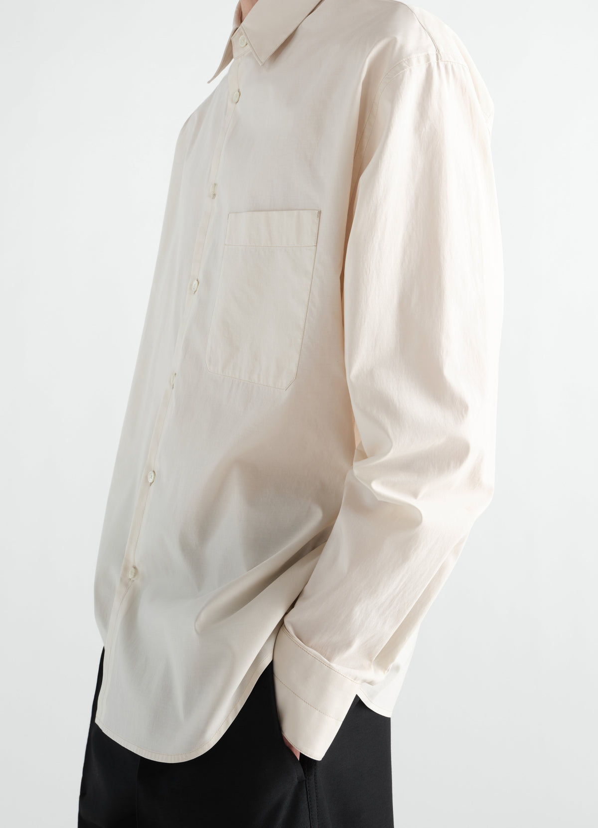 CHEMISE CLASSIQUE EN COTON ET SOIE LAVÉS