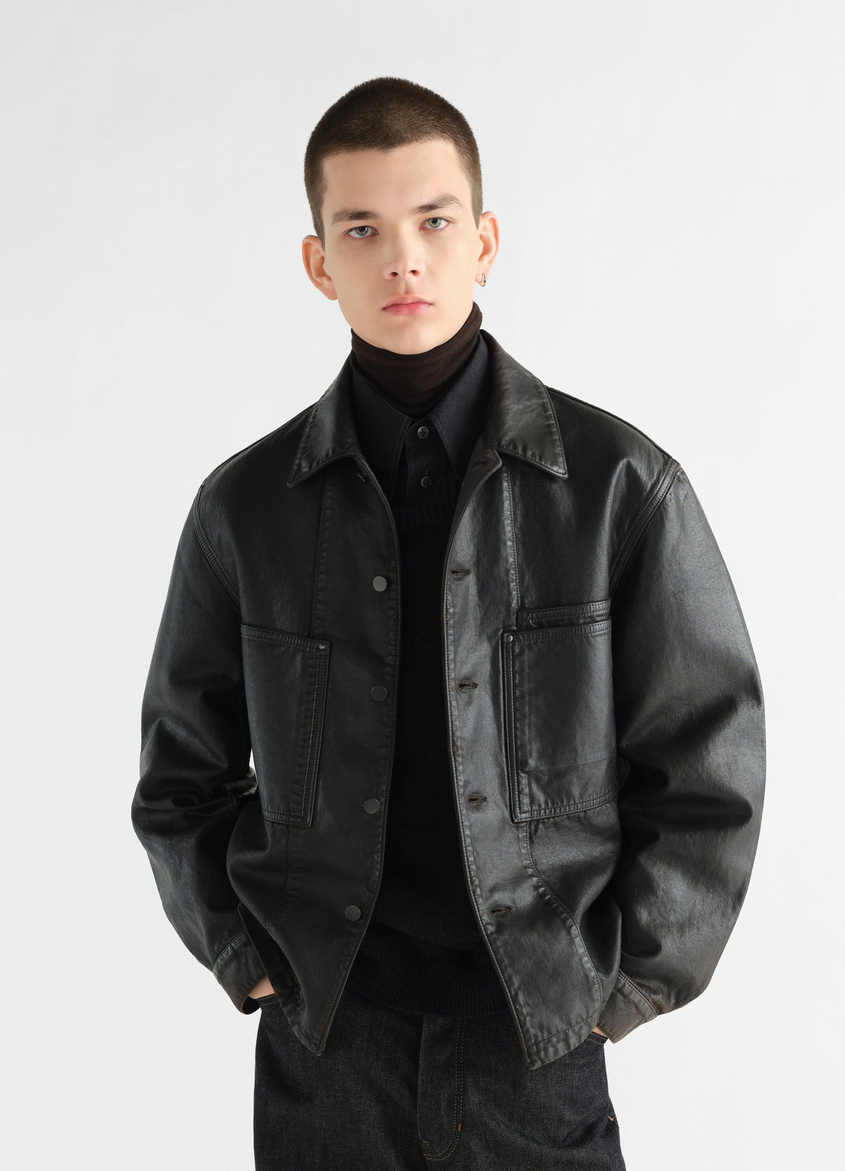 SURCHEMISE DE TRAVAIL EN DENIM ENDUIT