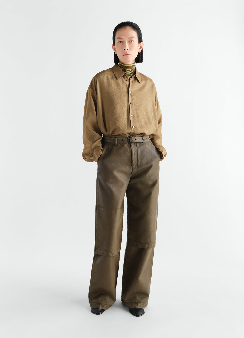 DRAPE SHIRT IN SHINY CUPRO