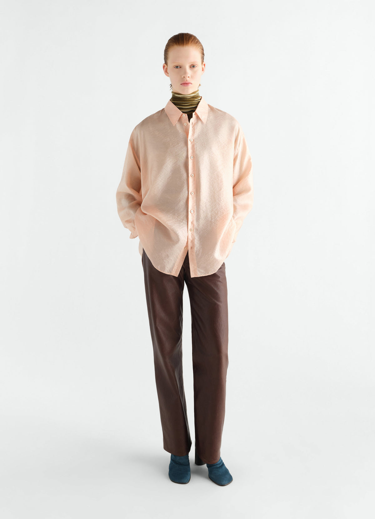 DRAPE SHIRT IN SHINY CUPRO