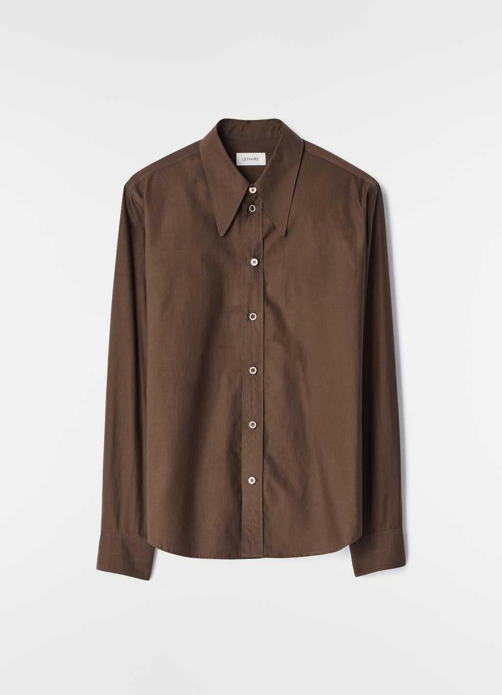 CHEMISE À COL POINTU EN SOIE ET COTON LAVÉ